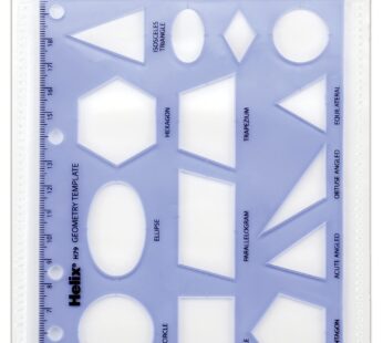 Helix – Geometry Shapes Plastic Drawing Template – 17 Shapes – Translucent & Flexible – 20