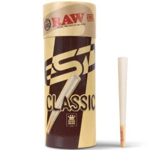 RAW Cones Classic King Size | 50 Pack | Natural Pre Rolled Rolling Paper with Tips & Packi