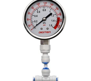 DIGITEN 3/8″ Water Pressure Gauge Meter 0-1.6MPa 0-220psi for Reverse Osmosis System Pump