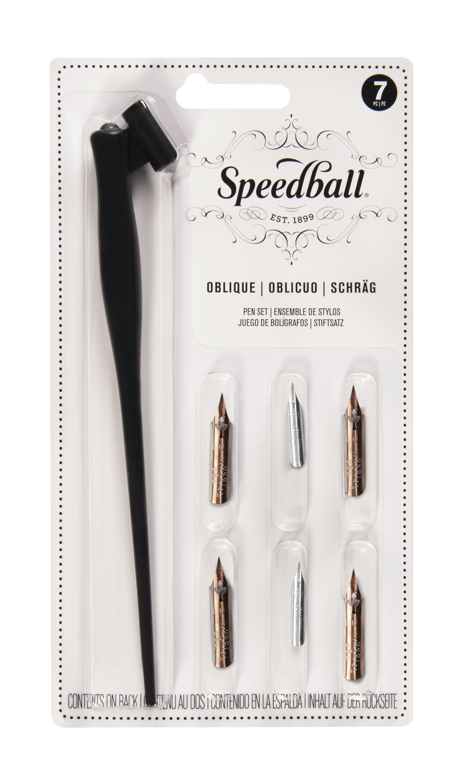 Speedball Oblique Pen Set - 1 Penholder w/ 4 Nibs, 2 Pen Points