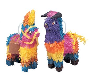 Bull & Burro Mini Pinata Favor Decorations (2pc.) – Multicolor Cardboard & Paper – Perfect