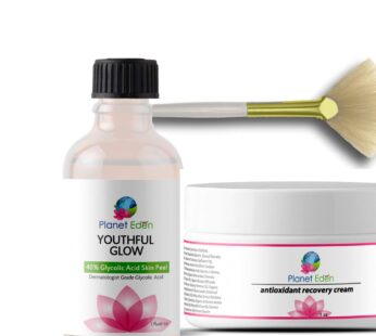 Planet Eden 40% Glycolic Acid Chemical Skin Peel Kit with Antioxidant Recovery Cream and F