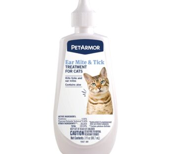 PetArmor Ear Mite Treatment for Cats, Ear Mite Medicine Kills Ticks and Ear Mites to Relie