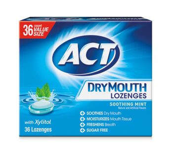 ACT Dry Mouth Lozenges with Xylitol, Soothing Mint, 36 Lozenges