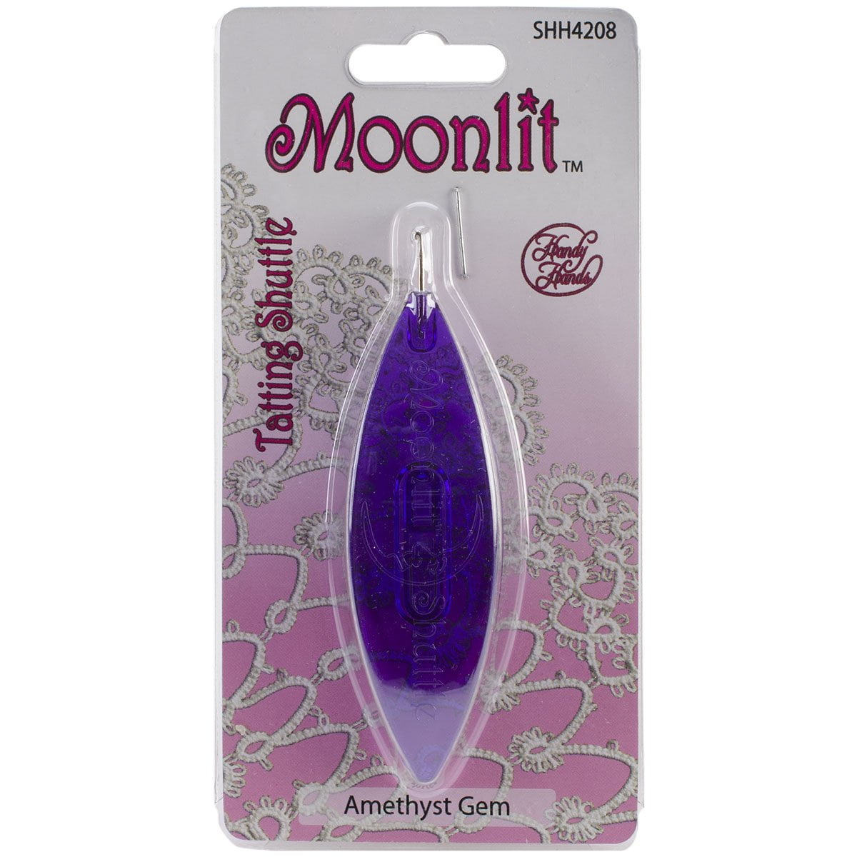 Handy Hands Moonlit Tatting Shuttle W/Hook-Amethyst Gem, Purple Berry