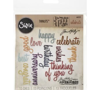 Sizzix SIZ660223 Tholtz Thinlits Die Celebration Words Scrpt Tholtz Thinlits Die , White