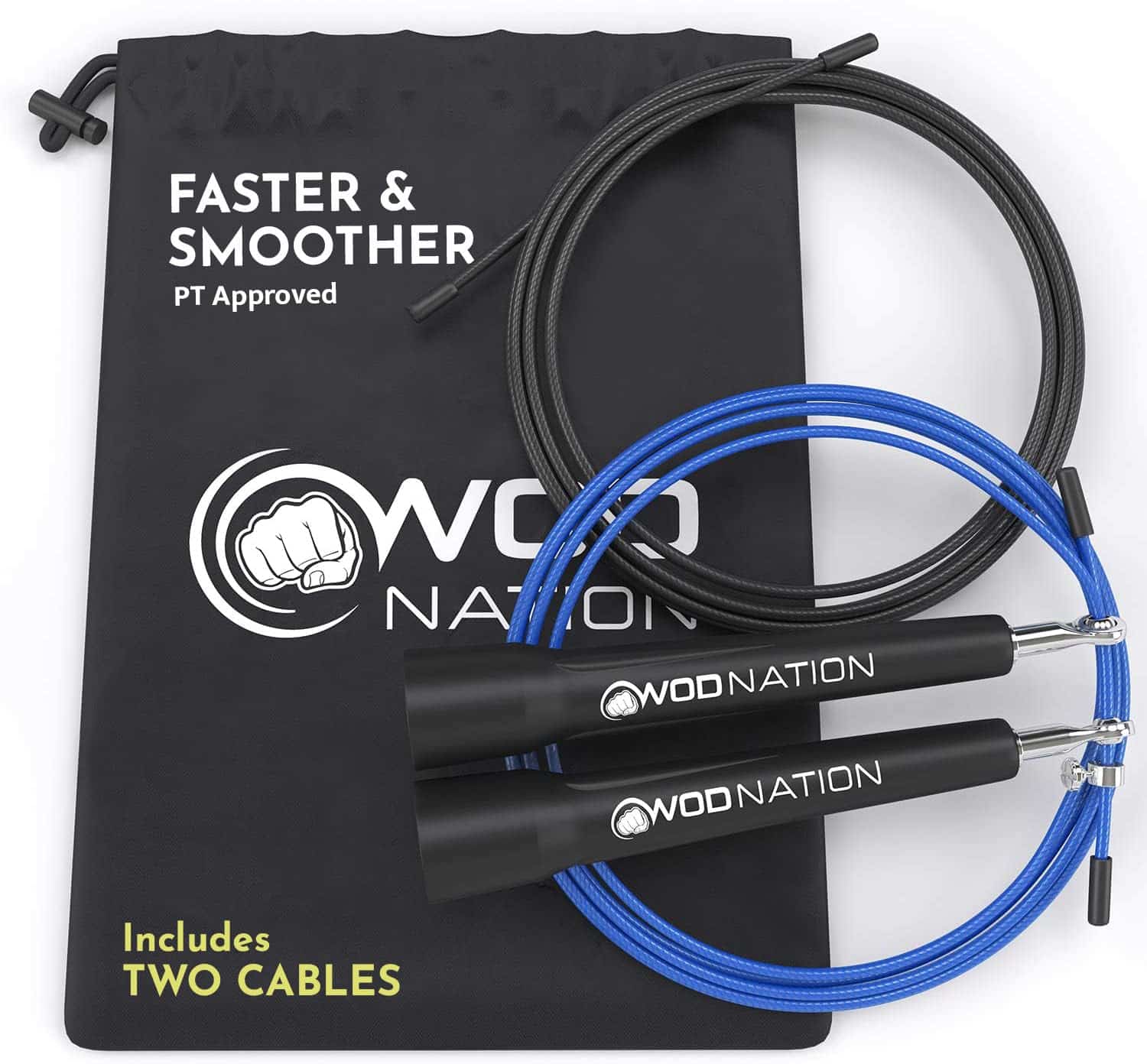 WOD Nation Adjustable Speed Jump Rope For Men, Women & Children - Blazing Fast Fitness Ski