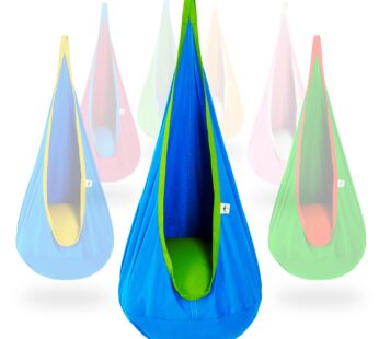 OUTREE Kids Pod Swing Seat Cotton Child Hammock Chair for Indoor and Outdoor use (Blue)