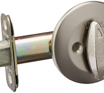 Kwikset 663 Deadbolt Unkeyed Deadbolt Lock, Satin Nickel Round Interior Turn Piece for Fro