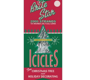 Brite Star Icicles Tinsel,Polyvinyl Chloride, 2000 Strand, Silver, Count