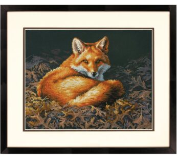 Dimensions Sunlit Fox Counted Cross Stitch Kit, 14 Count Black Aida, 14” x 11”