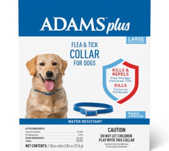 Adams Plus Flea & Tick Collar for Dogs, 7-Month Protection, Adjustable Collar Fits Large D