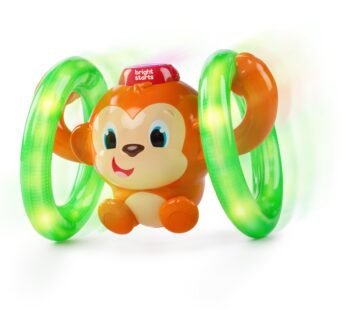Bright Starts Roll & Glow Monkey Crawling Baby Toy with Lights and Sounds for 6 Months and