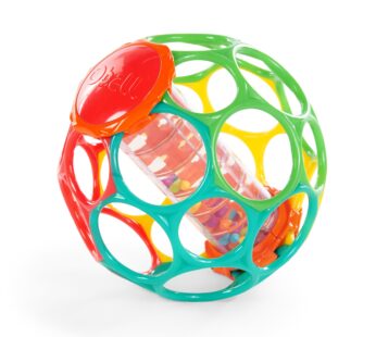 Bright Starts Oball Rollin’ Rainstick Rattle Easy-Grasp Toy, Ages 3 Months +