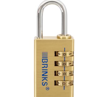 BRINKS – 30mm Solid Brass 4-Dial Resettable Padlock – Chrome Plated With Hardened Steel Sh