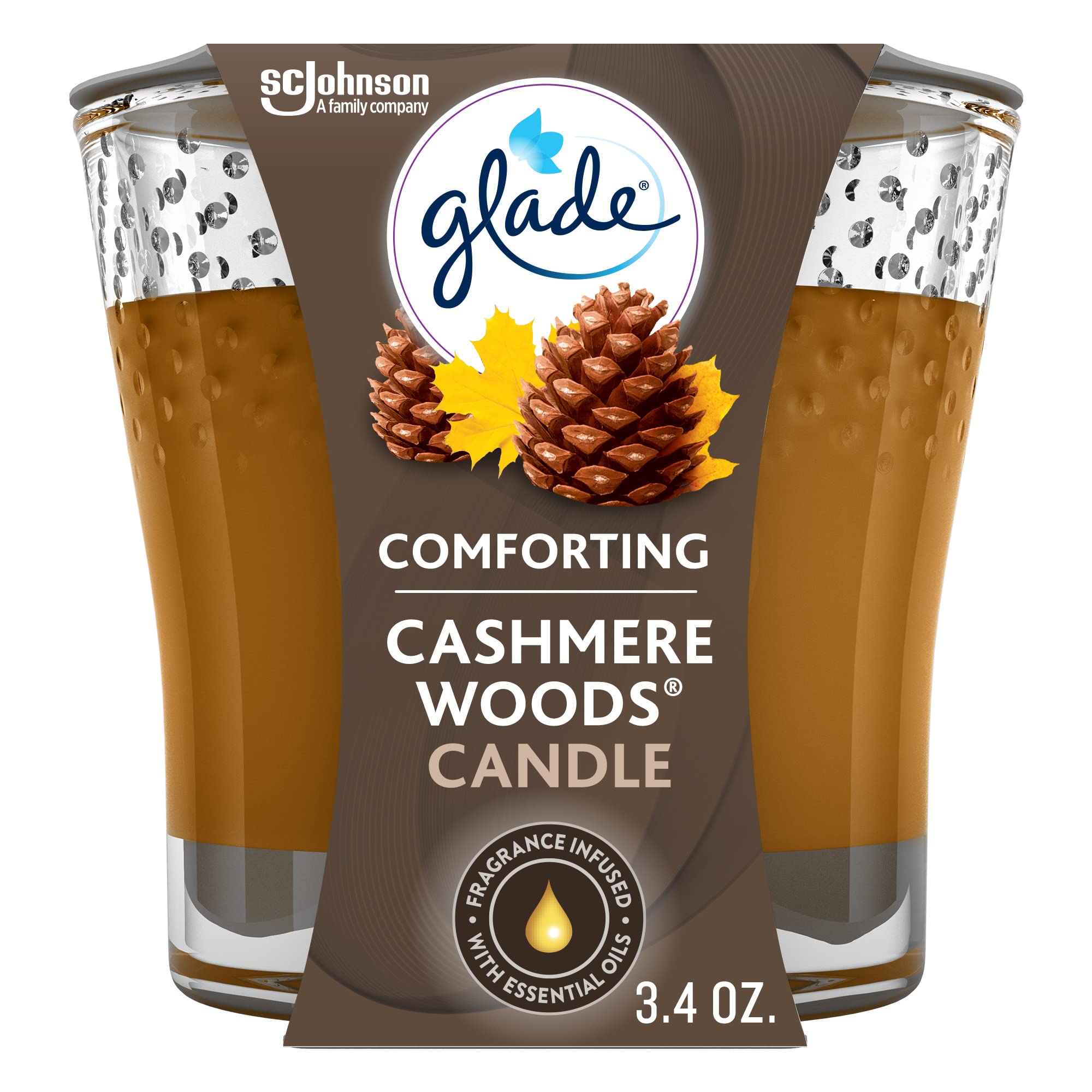 Glade Candle Jar, Air Freshener, Cashmere Woods, 3.4 Oz - Image 2