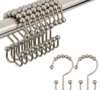 Amazer Shower Curtain Hooks Rings, Stainless Steel Shower Curtain Rings, 12Pcs Double Glid