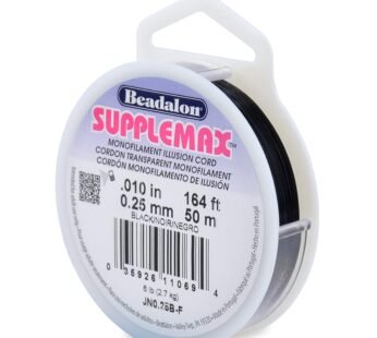 Beadalon SuppleMax Illusion Beading Cord, 0.25 mm / 0.010 in, Black Monofilament, 50 m / 1