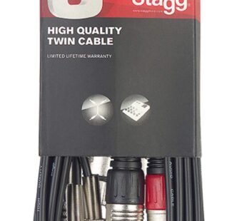 Stagg STC3CMXM Male XLR to Male RCA Twin Cable, Black – 10ft.