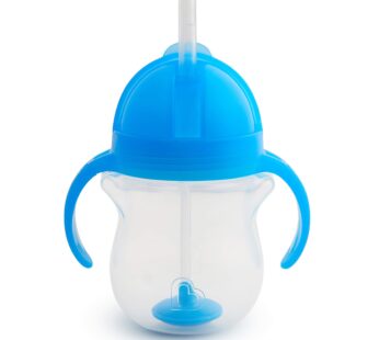 Munchkin  Any Angle  Weighted Straw Trainer Cup with Click Lock  Lid, 7 Ounce, Blue
