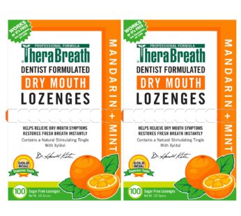 TheraBreath Dry Mouth Lozenges with Zinc, 100 Lozenges, Mandarin Mint, 100 Count (Pack of