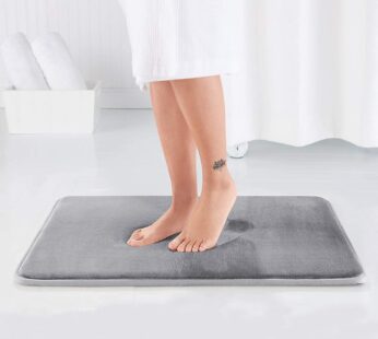 Genteele Bath Mats, Non Slip – Grey 17″ x 24″ Memory Foam Bathroom Rugs – Quick Dry