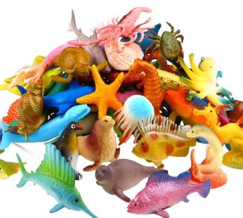 Funcorn Toys Ocean Sea Animal, 52 Pack Assorted Mini Vinyl Plastic Animal Toy Set, Realist