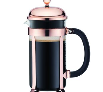 Bodum 34oz Chambord French Press Coffee Maker, High-Heat Borosilicate Glass, Stainless Ste