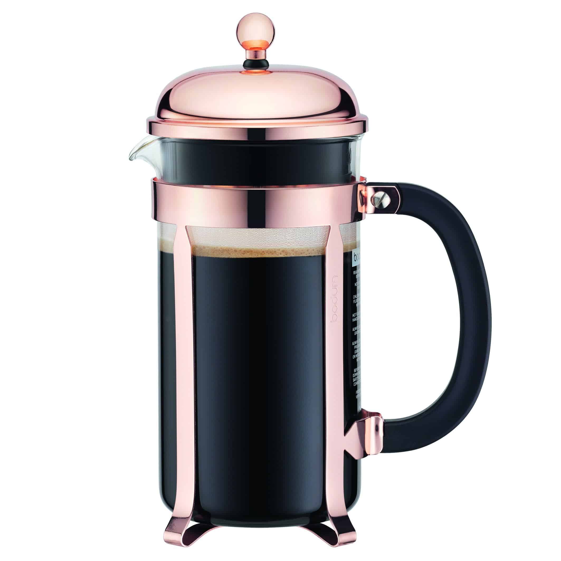 Bodum 34oz Chambord French Press Coffee Maker, High-Heat Borosilicate Glass, Stainless Ste