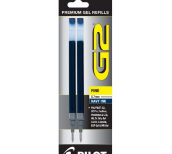 Pilot, G2 Gel Ink Refills, Fine Point 0.7 mm, Navy, Pack of 2