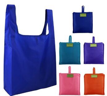 Reusable Shopping Bags for Groceries Foldable XLarge Nylon Tote Bags Solid Color Ripstop W