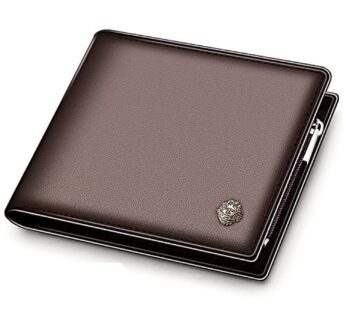 LAORENTOU Genuine Leather Wallets for Men Short Billfold Wallet with Zipper Pocket Mens Cl