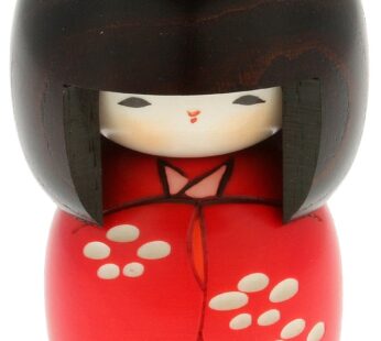Usaburo Japanese Kokeshi Doll, Yuki’s Red Kimono