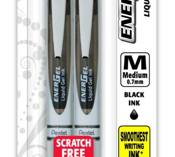 Pentel EnerGel Pearl RTX Retractable Gel Pen, 0.7mm Needle Tip, 2 Pack, Black Ink (BLN77WB