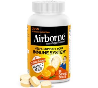 Airborne 1000mg Chewable Tablets with Zinc, Immune Support Supplement with Powerful Antiox