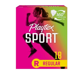 Playtex Sport Tampons, Regular Absorbency, Fragrance-Free – 18ct