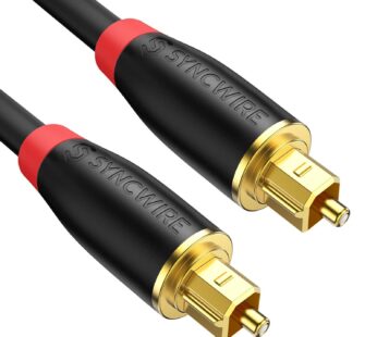 Optical Audio Cable – [24K Gold-Plated, Ultra-Durable] Syncwire Toslink Cable Fiber Optic