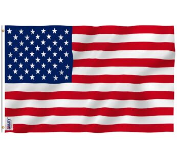 Anley Fly Breeze 3×5 Foot American US Flag – Vivid Color and UV Fade Resistant – Canvas He