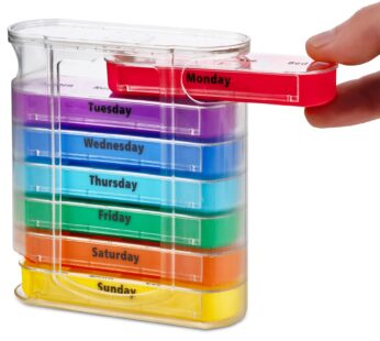 MEDca Weekly Pill Organizer, Four Times-a-Day, 1 Dispenser with Stackable AM/PM Compartmen