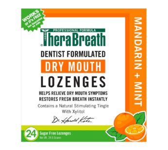 TheraBreath Dry Mouth Dentist Formulated Sugar-Free Lozenges, Mandarin Mint, 24 Count