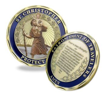 St Christopher Challenge Coin Protect Us Patron Saint of Travelers Prayer Safety St Christ