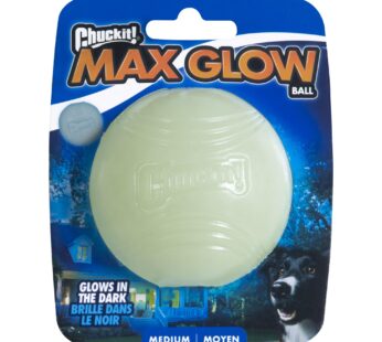 Chuckit Max Glow Ball Dog Toy, Medium (2.5 Inch Diameter) for dogs 20-60 lbs, Pack of 1