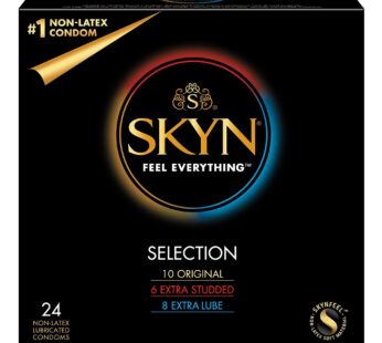 SKYN Selection 24 Count (10 Original, 6 Extra Studded, 8 Extra Lube) Lubricated Latex-