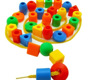 Skoolzy Rainbow Stringing Beads for Toddlers 30 Pcs | Stringing Beads | String Beads with