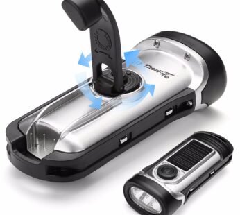 ThorFire Solar Flashlight Hand Crank Solar Powered Rechargeable Flashlight IPX6 Waterproof