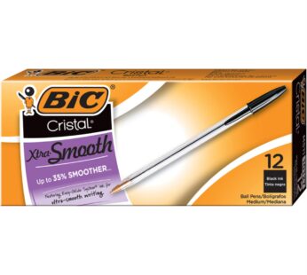 BIC Cristal Xtra Smooth Ballpoint Pen, Black Ink, 1mm, Medium, Dozen
