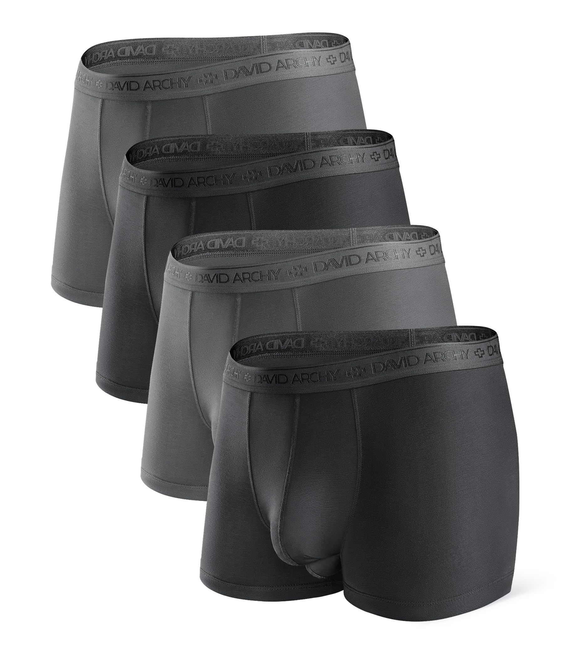 DAVID ARCHY Men's Underwear Micro Modal Dual Pouch Trunks Support Ball Pouch Bulge Enhanci