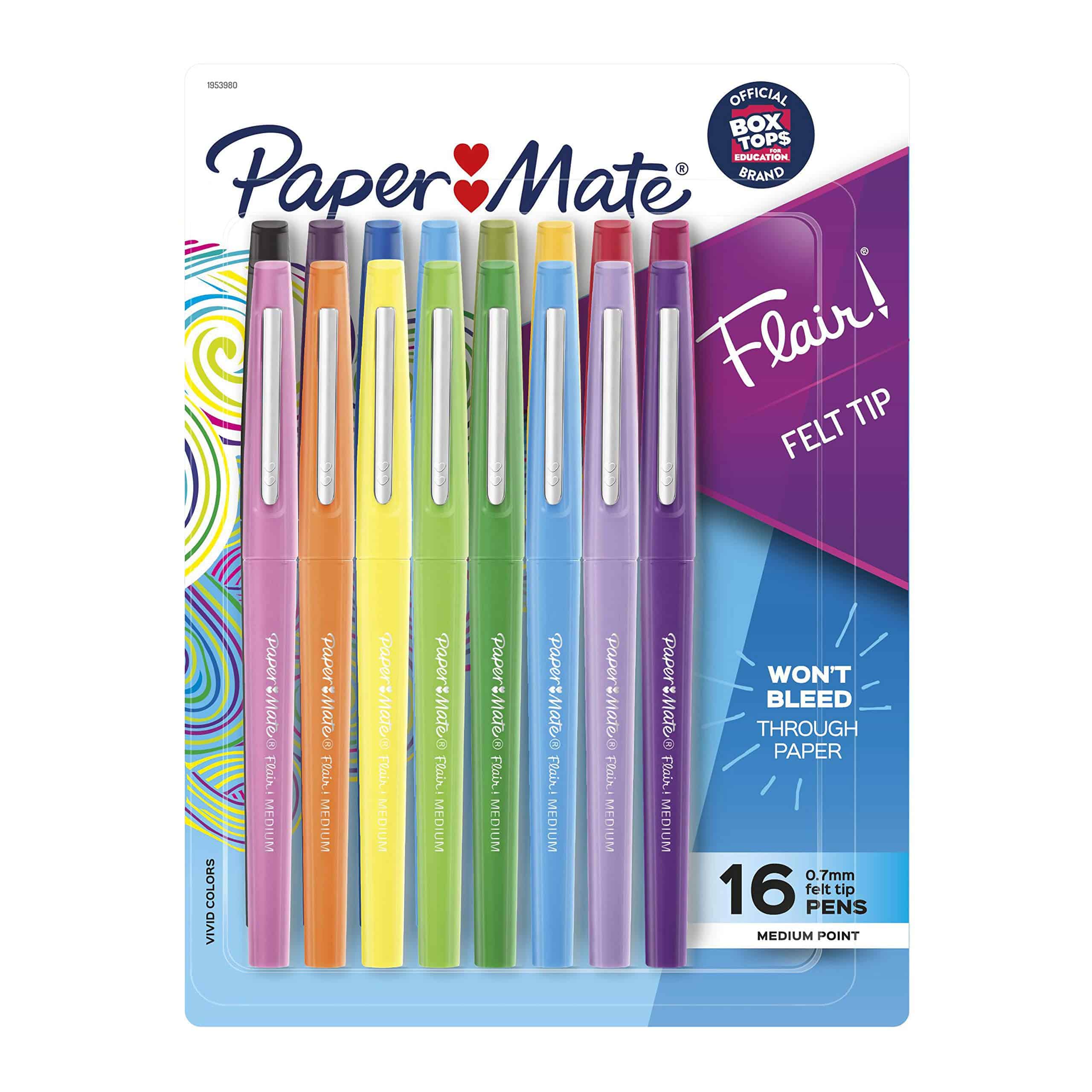 Paper Mate Flair Felt Tip Pens, Medium Point (0.7mm), Assorted Colors, 16 Count - Image 2