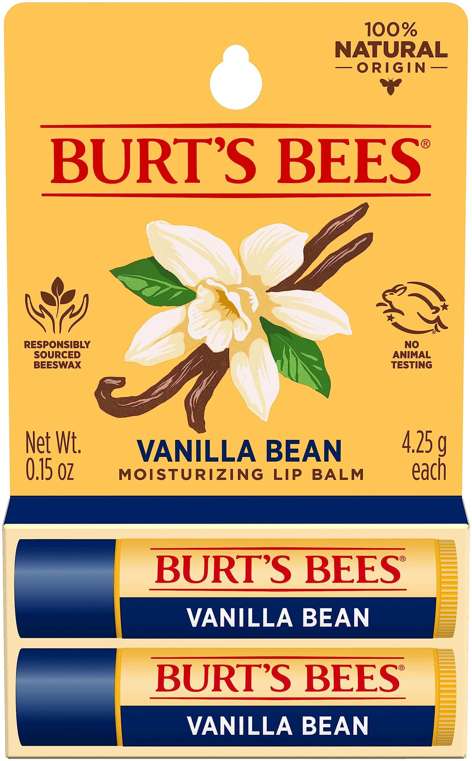 Burt's Bees Lip Balm - Vanilla Bean, Lip Moisturizer With Responsibly Sourced Beeswax, Tin