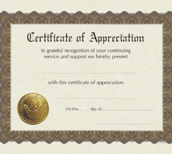Great Papers! Certificate of Appreciation, Pre-Printed, Gold Foil, Embossed, 8.5″ x 11″, 6